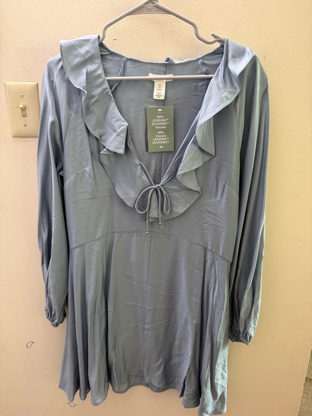 H&M Light Blue Long Sleeve Ruffle Dress